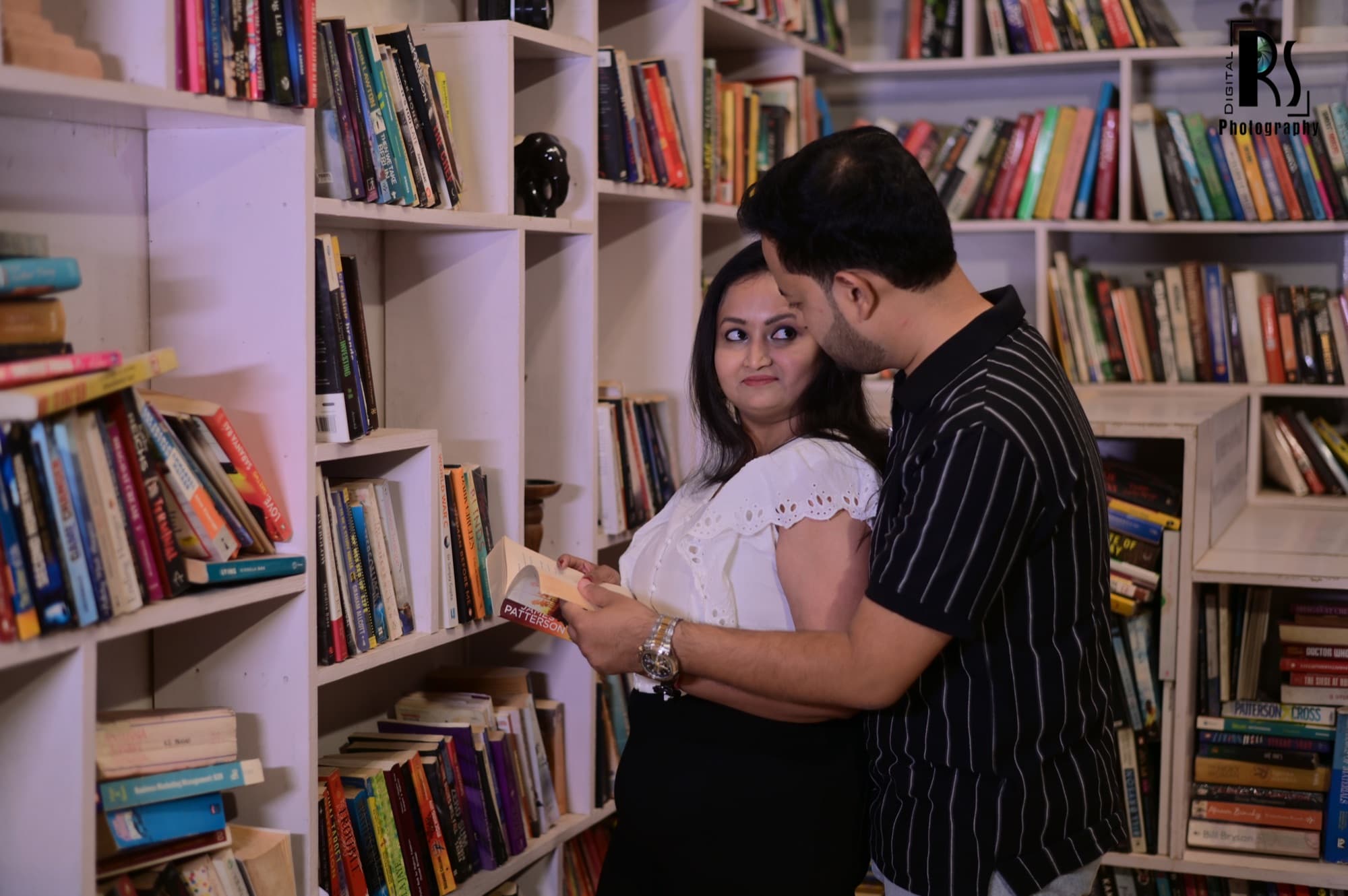 Payal & Mukul — bookstore moment